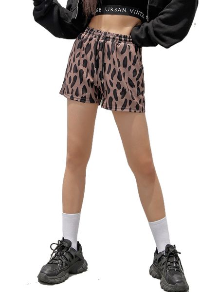 dazy drawstring waist allover print shorts o97r#, White;black 
dazy drawstring waist allover print shorts o97r#, White;black