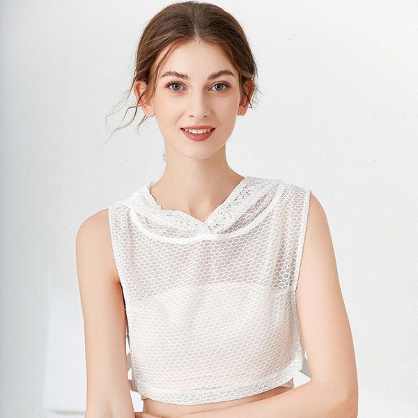 womens lady hoodies half shirt t blouse hollow out honeycomb mesh faux collar dickey decorative detachable pullover vest, White
womens lady hoodies half shirt t blouse hollow out honeycomb mesh faux collar dickey decorative detachable pullover vest, White