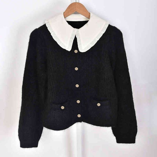 women's sweaters autumn and winter style small fragrance detachable baby collar single breasted knitted coat female, White;black
women's sweaters autumn and winter style small fragrance detachable baby collar single breasted knitted coat female, White;black