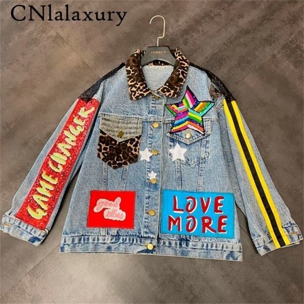 sequins loose denim jacket girls students high street party jeans coats women new female nightclub outwear chaqueta mujer y201012, Black;brown
sequins loose denim jacket girls students high street party jeans coats women new female nightclub outwear chaqueta mujer y201012, Black;brown