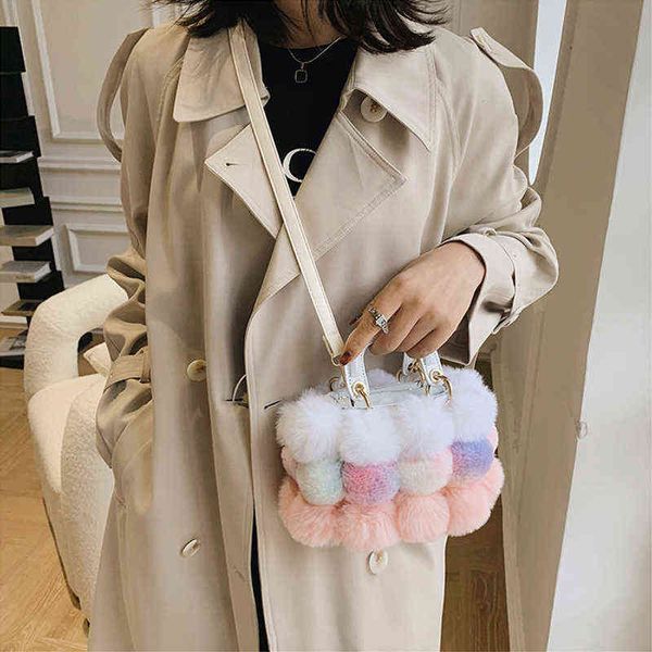 women mini tote bag plush handbag girl shopper purse fashion casual individuality color contrast ball kawaii crossbody bags 220511
women mini tote bag plush handbag girl shopper purse fashion casual individuality color contrast ball kawaii crossbody bags 220511