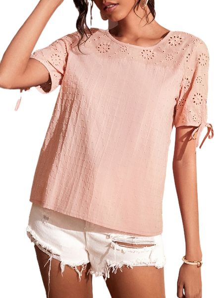 swiss dot eyelet embroidery blouse w9xa#, White
swiss dot eyelet embroidery blouse w9xa#, White