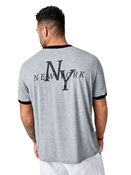 extended sizes men letter graphic contrast binding tee d3k9#, White;black
extended sizes men letter graphic contrast binding tee d3k9#, White;black