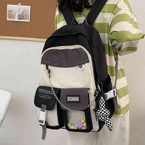 nylon waterproof women backpack contrast color school bag for girls large capacity travel backbags multiple pockets bookbags aa220316
nylon waterproof women backpack contrast color school bag for girls large capacity travel backbags multiple pockets bookbags aa220316