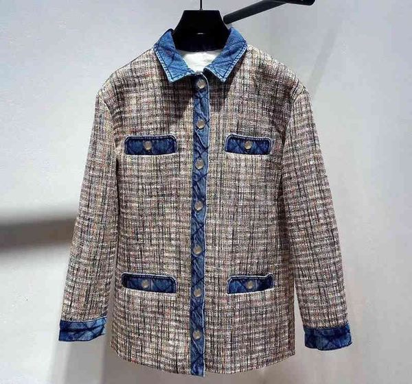 women's jackets fadan spring and summer lady style tweed denim splicing single breasted long coat, Black;brown
women's jackets fadan spring and summer lady style tweed denim splicing single breasted long coat, Black;brown