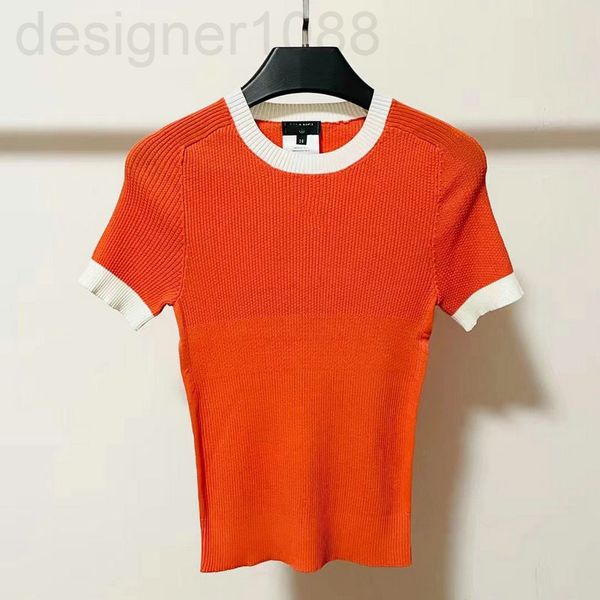 women's t-shirt designer 2022 spring and summer trend new tight knit short sleeved foreign style aging small fragrance contrast color r, White
women's t-shirt designer 2022 spring and summer trend new tight knit short sleeved foreign style aging small fragrance contrast color r, White