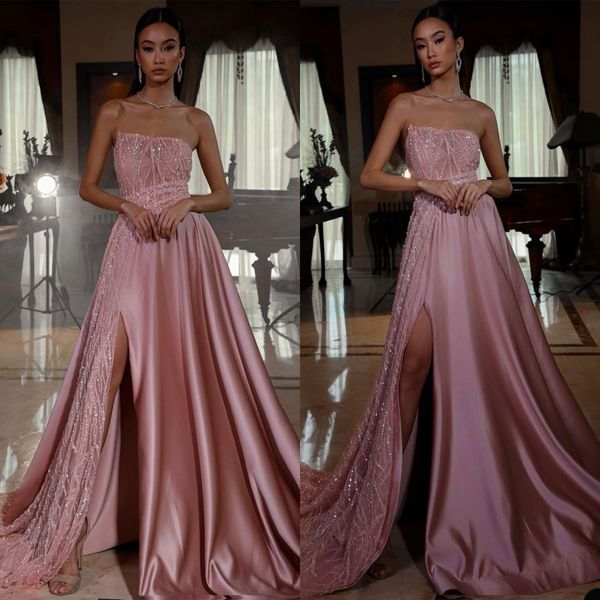unique prom dresses feather beads strapless sleeveless sequins split custom made formal dubai evening dress sweep plus size robes de mariée, Black
unique prom dresses feather beads strapless sleeveless sequins split custom made formal dubai evening dress sweep plus size robes de mariée, Black