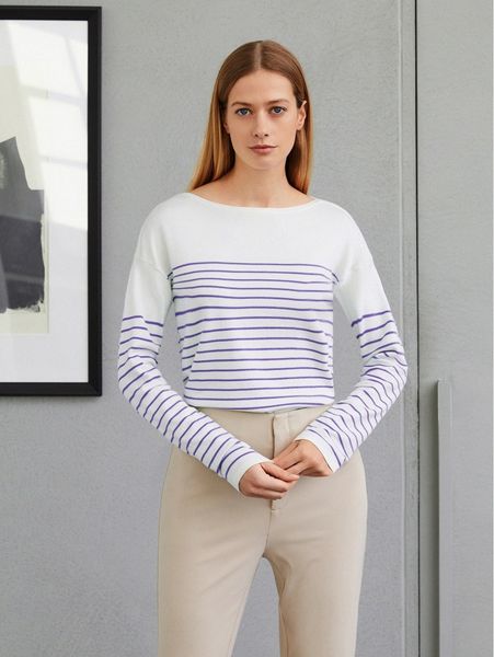 motf premium wool-mix boat neck sweater 81ct#, White;black 
motf premium wool-mix boat neck sweater 81ct#, White;black