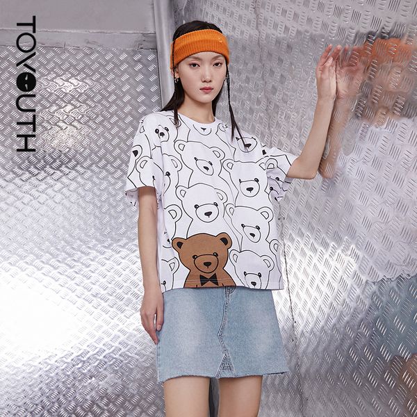 toyouth women tees summer short sleeve round neck loose t-shirts teddy bear print contrast colored casual 220425, White
toyouth women tees summer short sleeve round neck loose t-shirts teddy bear print contrast colored casual 220425, White