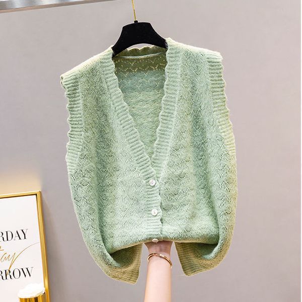 2022 wave v-neck knit sleeveless sweater short vest loose spring coat waistcoat lady cloth for women girl green, White;black
2022 wave v-neck knit sleeveless sweater short vest loose spring coat waistcoat lady cloth for women girl green, White;black