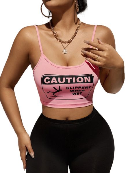 sxy cartoon & letter graphic crop cami k39b#, White