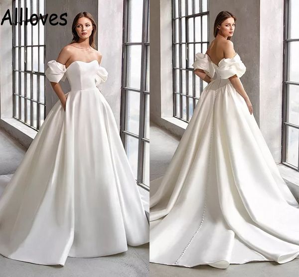 strapless elegant satin wedding dress with removable puff short sleeves a line sweep train modern boho bridal gowns plus size buttons open b, White
strapless elegant satin wedding dress with removable puff short sleeves a line sweep train modern boho bridal gowns plus size buttons open b, White