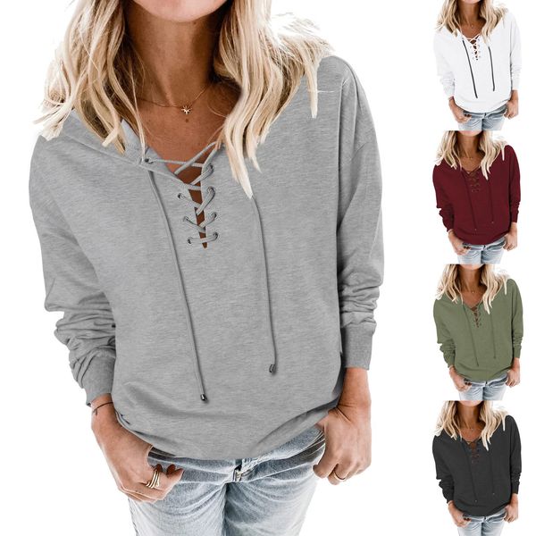 fall winter 2022 ladies hoodies lace-up cross v-neck drawstring hoodie pullover sweater, Black
fall winter 2022 ladies hoodies lace-up cross v-neck drawstring hoodie pullover sweater, Black