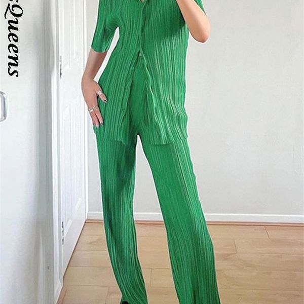 pleated pants suits two piece set women short sleeve shirt wide long pant outfits summer fashion elegant casual suit 220509, White
pleated pants suits two piece set women short sleeve shirt wide long pant outfits summer fashion elegant casual suit 220509, White