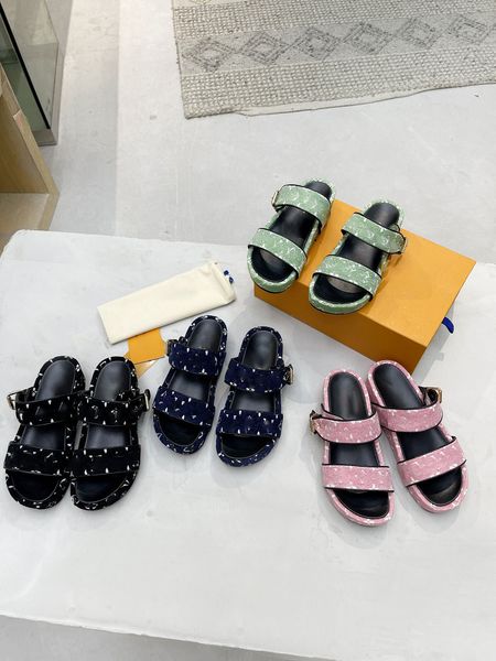 designer summer sandals women's flat slippers calf leather platform sandals casual comfortable outsole 2 strap adjustment gold buckle, Black
designer summer sandals women's flat slippers calf leather platform sandals casual comfortable outsole 2 strap adjustment gold buckle, Black