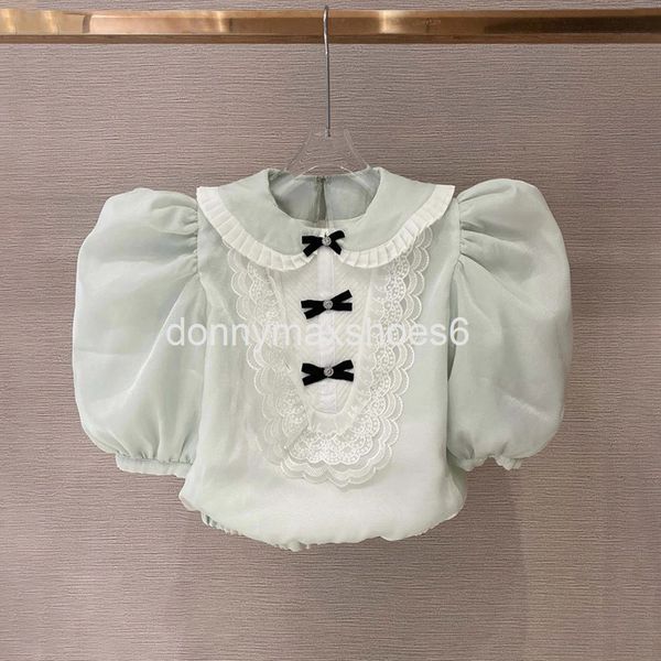 women's knits & tees court style lace bubble sleeve shirt french sweet waist bow doll neck blouse women, White
women's knits & tees court style lace bubble sleeve shirt french sweet waist bow doll neck blouse women, White