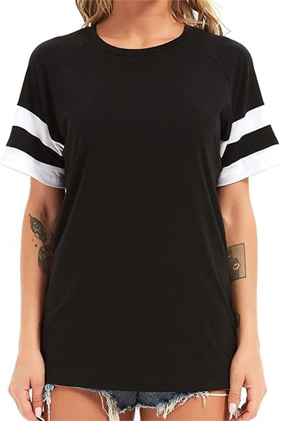 & tees women's casual tshirt crewneck short sleeve color block loose fitting tunics blouse, White
& tees women's casual tshirt crewneck short sleeve color block loose fitting tunics blouse, White