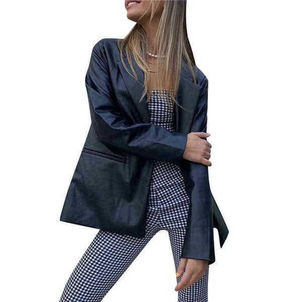 women pu leather blazer casual two button lightweight y2k lapel vegan pu leather jacket coat l220714, Black
women pu leather blazer casual two button lightweight y2k lapel vegan pu leather jacket coat l220714, Black