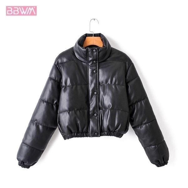 pu padded stand collar long sleeve zipper black padded warm chic female jacket korean version simplicity fashion womens coat 201029, Black;brown
pu padded stand collar long sleeve zipper black padded warm chic female jacket korean version simplicity fashion womens coat 201029, Black;brown