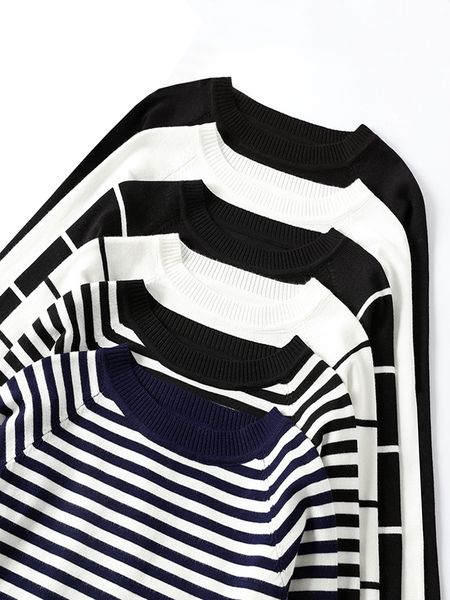 autumn winter striped knitted pullovers sweaters long sleeve korean loose sweater soft warm jumper pull femme 220809, White;black
autumn winter striped knitted pullovers sweaters long sleeve korean loose sweater soft warm jumper pull femme 220809, White;black