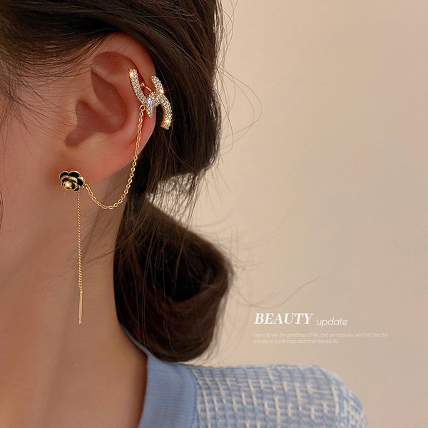 real gold electroplated silver needle zircon c- shaped flower chain tassel ear lines ear clips one leftsingle fairy earrings, White;red
real gold electroplated silver needle zircon c- shaped flower chain tassel ear lines ear clips one leftsingle fairy earrings, White;red