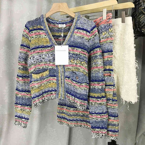 women's knits & tees rainbow stripe knitted cardigan women's short spring and summer style small fragrance simple air conditioning, White
women's knits & tees rainbow stripe knitted cardigan women's short spring and summer style small fragrance simple air conditioning, White
