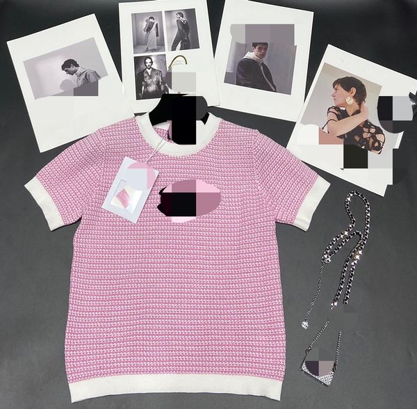 802 2022 milan runway autumn summer brand same style sweater crew neck short sleeve pink womens meiyi, White;black
802 2022 milan runway autumn summer brand same style sweater crew neck short sleeve pink womens meiyi, White;black