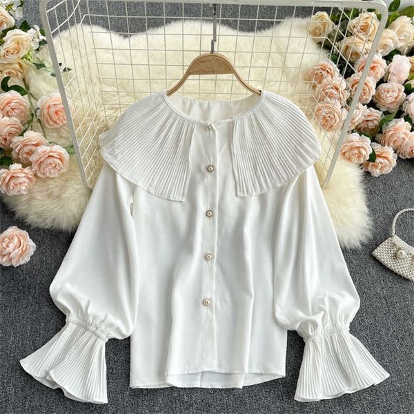 deat women peter pan collar pleated shirt long puff sleeve loose fit fashion spring summer 11b368 210709, White
deat women peter pan collar pleated shirt long puff sleeve loose fit fashion spring summer 11b368 210709, White