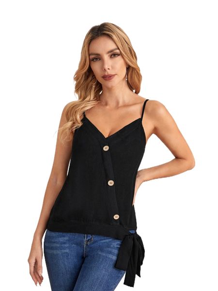 button front knot detail cami 435b#, White