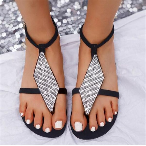 women flip flops sandals fashion rhinestone clip toe flat slippers summer ladies shoes beach casual woman pu leather footwear large size 36~, Black
women flip flops sandals fashion rhinestone clip toe flat slippers summer ladies shoes beach casual woman pu leather footwear large size 36~, Black