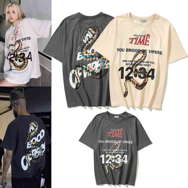 2022 fashion brand design men and women with the same style factory direct sales street rrr123 poisonous snake short sleeved loose casual t-, White;black
2022 fashion brand design men and women with the same style factory direct sales street rrr123 poisonous snake short sleeved loose casual t-, White;black