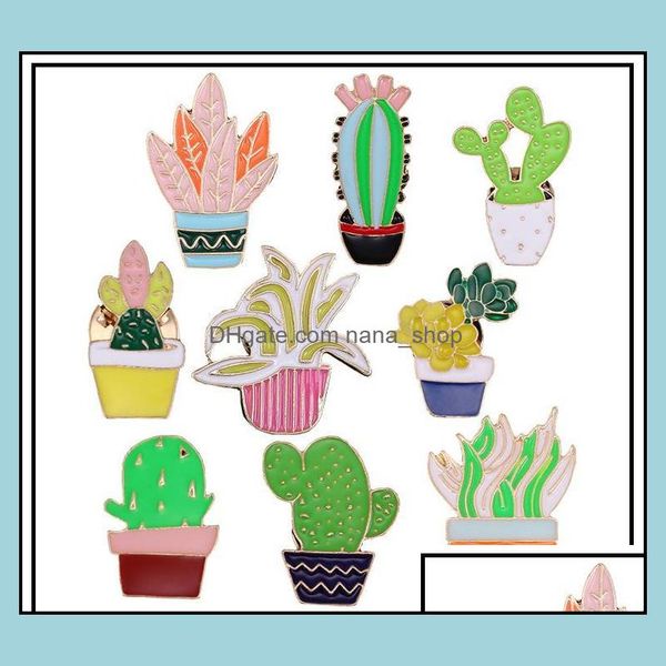 pins brooches jewelry green fresh cactus potted pins enamel badge plants metal pin for female friends shirt lapel high quali dhcfw, Gray