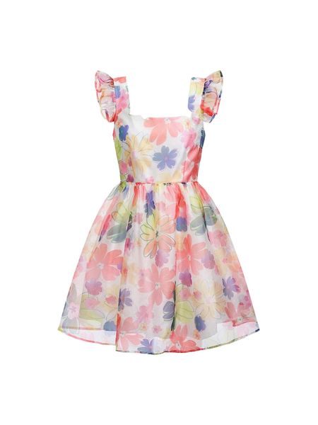 mod floral print square neck flutter sleeve bow backless organza dress 12cu#, Black;gray
mod floral print square neck flutter sleeve bow backless organza dress 12cu#, Black;gray