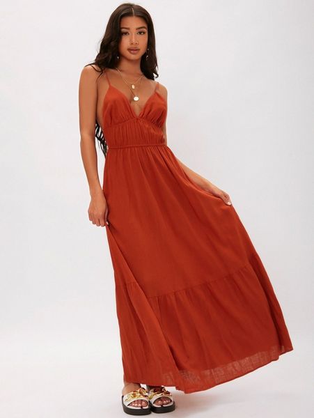tall open back crinkle waist cami dress j70d#, Black;gray 
tall open back crinkle waist cami dress j70d#, Black;gray