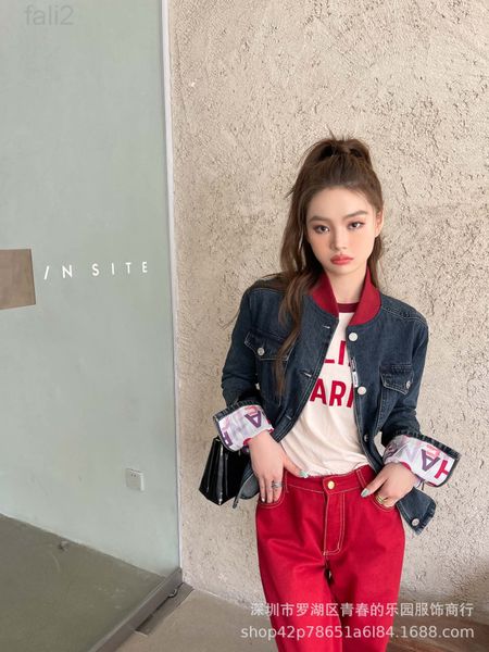 women's leather & faux designer chel xiaoxiangjia 21ss new color contrast collar stitching cuff letters long sleeve denim coat, Black
women's leather & faux designer chel xiaoxiangjia 21ss new color contrast collar stitching cuff letters long sleeve denim coat, Black
