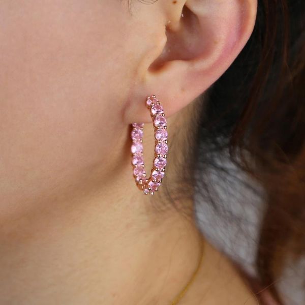 hoop & huggie iced out pink cz earrings for women fashion classic luxury geometric bling cubic zirconia pinky medium jewelry, Golden;silver
hoop & huggie iced out pink cz earrings for women fashion classic luxury geometric bling cubic zirconia pinky medium jewelry, Golden;silver
