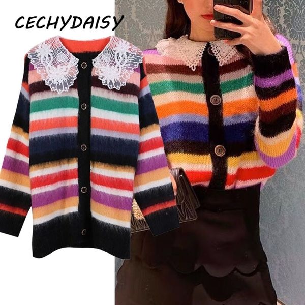 rainbow striped cardigan sweaters women casual long sleeve knit korean clothes jumper vetement femme pull femme sueter y200910, White;black
rainbow striped cardigan sweaters women casual long sleeve knit korean clothes jumper vetement femme pull femme sueter y200910, White;black