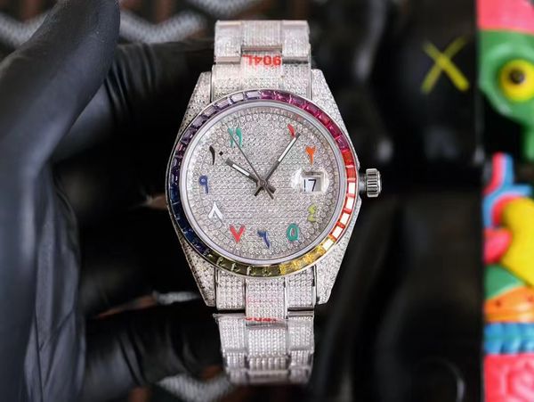 2824 rainbow iced out diamond watch men zircon watches 40mm date just automatic mechanical waterproof sweeping oyster stainless steel 18k pe, Slivery;brown
2824 rainbow iced out diamond watch men zircon watches 40mm date just automatic mechanical waterproof sweeping oyster stainless steel 18k pe, Slivery;brown