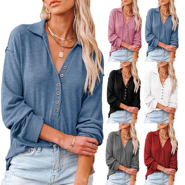 women's t-shirt autumn and winter 2022 lapel button solid color long sleeve shirt kaqb, White
women's t-shirt autumn and winter 2022 lapel button solid color long sleeve shirt kaqb, White