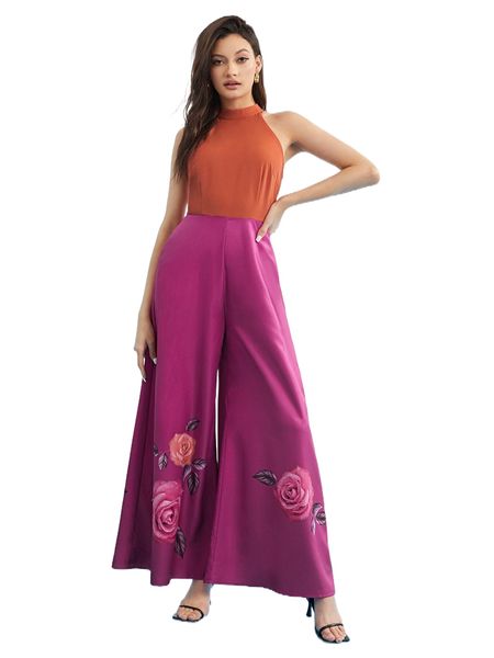 x atelier h floral print colorblock halter neck wide leg jumpsuit l0wj#, Black;white
x atelier h floral print colorblock halter neck wide leg jumpsuit l0wj#, Black;white