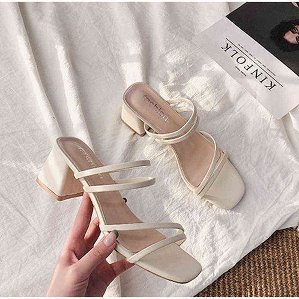 women sandals ladies square heels elegant summer slippers outside cross tied leather female slides 2021 fashion woman sandals y220409, Black
women sandals ladies square heels elegant summer slippers outside cross tied leather female slides 2021 fashion woman sandals y220409, Black