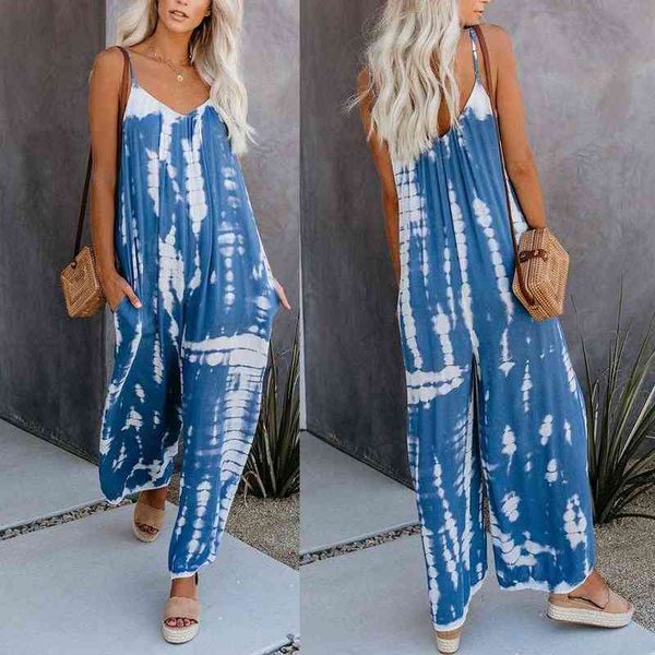 new women casual sleeveless spaghetti straps tie dye backless loose jumpsuit overall l220705, White
new women casual sleeveless spaghetti straps tie dye backless loose jumpsuit overall l220705, White