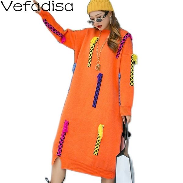 vefadisa black orange plus size knitting long dress women striped sweater dress 2020 autumn pullovers sweater dress lj201114, White;black
vefadisa black orange plus size knitting long dress women striped sweater dress 2020 autumn pullovers sweater dress lj201114, White;black
