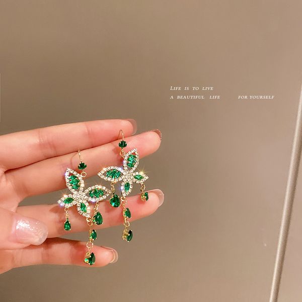 925 silver stud rhinestone-encrusted butterfly earrings square geometric retro green ear studs tassel temperamental earrings fashion earring, Golden
925 silver stud rhinestone-encrusted butterfly earrings square geometric retro green ear studs tassel temperamental earrings fashion earring, Golden