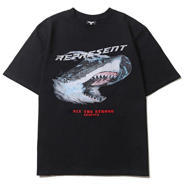 reprve shark xiaozhongchao brand versatile american retro loose round neck great white short sleeve couple t-shirt, White;black
reprve shark xiaozhongchao brand versatile american retro loose round neck great white short sleeve couple t-shirt, White;black