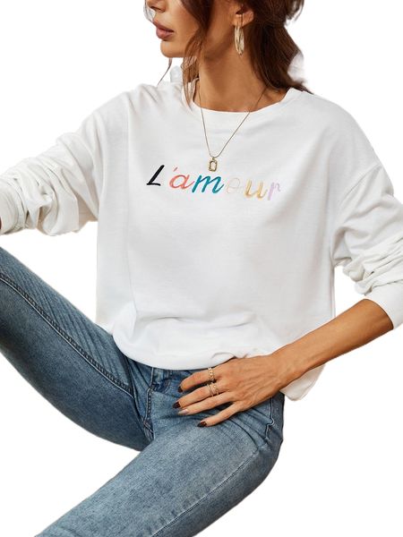 letter embroidery drop shoulder sweatshirt v53g#, Black
letter embroidery drop shoulder sweatshirt v53g#, Black