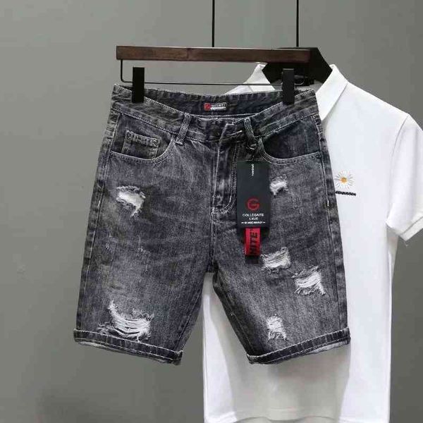 ripped jeans shorts summer brand used capris personalized beggar versatile fashion men's pants, Blue
ripped jeans shorts summer brand used capris personalized beggar versatile fashion men's pants, Blue
