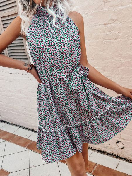 ditsy floral ruffle hem belted smock dress d0ud#, Black;gray
ditsy floral ruffle hem belted smock dress d0ud#, Black;gray