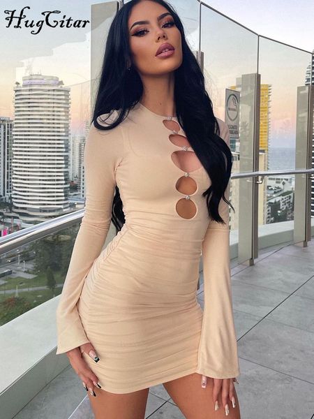 ribbed solid long flare sleeves hollow out mini dress 2022 fashion women elegant streetwear evening party y2k, Black;gray
ribbed solid long flare sleeves hollow out mini dress 2022 fashion women elegant streetwear evening party y2k, Black;gray