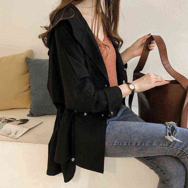 women's trench coats early autumn women style 2022 korean version loose bf hooded coat female long section of leisure long-sleeve c t22, Tan;black
women's trench coats early autumn women style 2022 korean version loose bf hooded coat female long section of leisure long-sleeve c t22, Tan;black